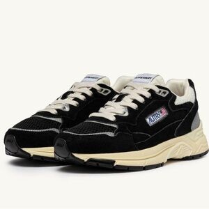 Autry Hyperway Low suede Black and silver mesh  Sneakers - Womens 38/ US 8